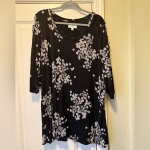 Elegant Black and White Floral Blouse